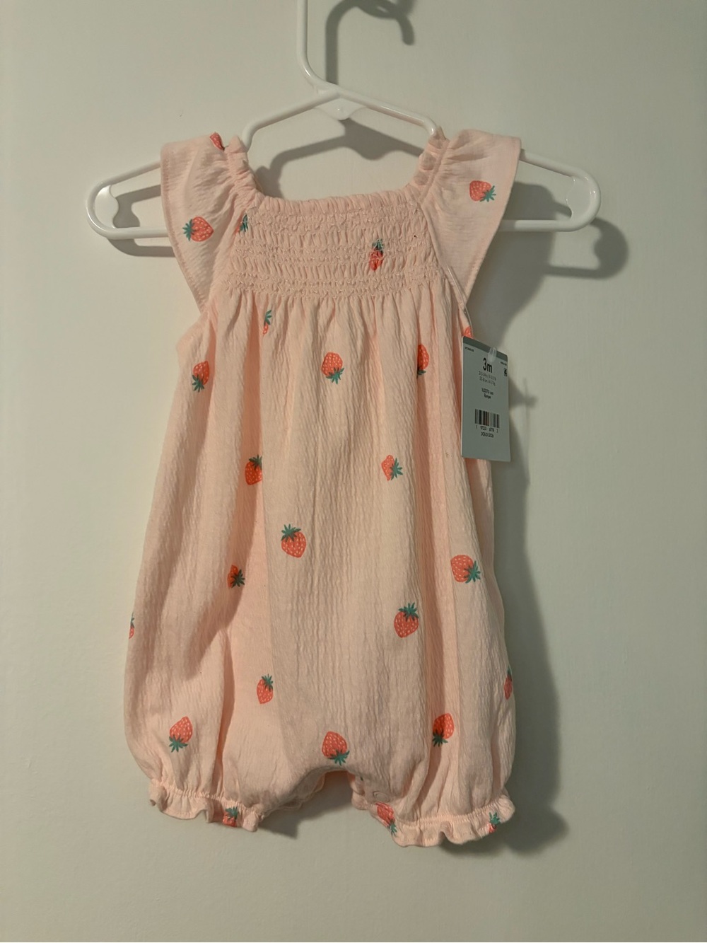 Baby Girls Pink Strawberry Print Romper